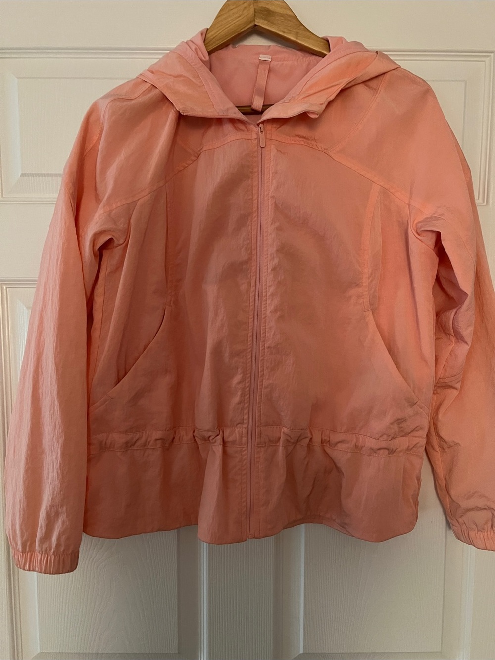 lululemon Peach Pink Lightweight Hooded Rain Jacket